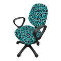 Turquoise And Pink Leopard Print Office Chair Cover