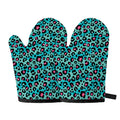 Turquoise And Pink Leopard Print Oven Mitts