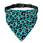 Turquoise And Pink Leopard Print Over The Collar Dog Bandana
