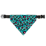 Turquoise And Pink Leopard Print Over The Collar Dog Bandana