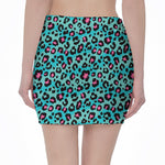 Turquoise And Pink Leopard Print Pencil Mini Skirt