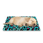 Turquoise And Pink Leopard Print Pet Cooling Mat Cover