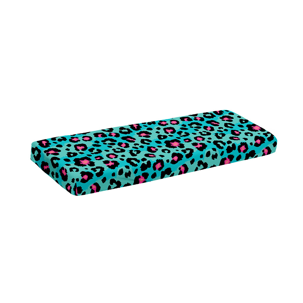 Turquoise And Pink Leopard Print Piano Keyboard Cover