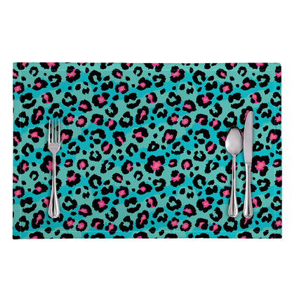 Turquoise And Pink Leopard Print Placemat