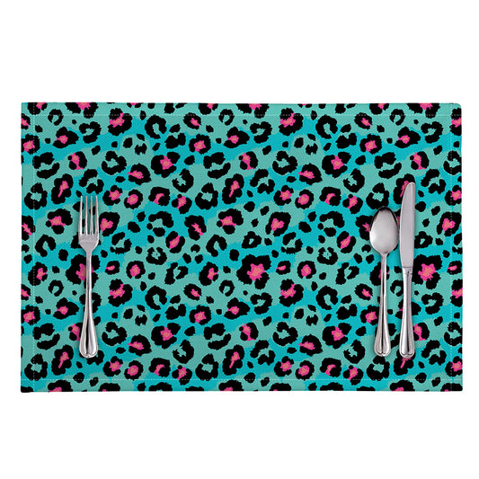 Turquoise And Pink Leopard Print Placemat
