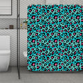 Turquoise And Pink Leopard Print Polyester Shower Curtain
