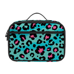 Turquoise And Pink Leopard Print Portable Lunch Bag