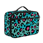 Turquoise And Pink Leopard Print Portable Lunch Bag