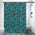 Turquoise And Pink Leopard Print Premium Shower Curtain