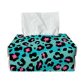 Turquoise And Pink Leopard Print Rectangle Tissue Box Cover