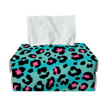 Turquoise And Pink Leopard Print Rectangle Tissue Box Cover