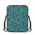 Turquoise And Pink Leopard Print Rectangular Crossbody Bag