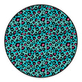 Turquoise And Pink Leopard Print Round Floor Mat
