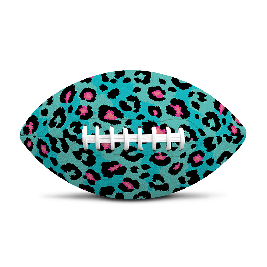 Turquoise And Pink Leopard Print Rugby Ball