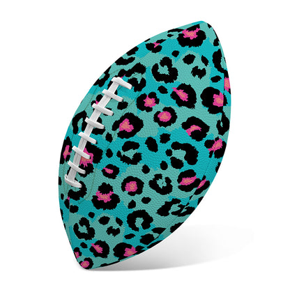 Turquoise And Pink Leopard Print Rugby Ball