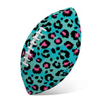 Turquoise And Pink Leopard Print Rugby Ball