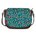 Turquoise And Pink Leopard Print Saddle Bag
