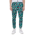 Turquoise And Pink Leopard Print Joggers