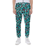 Turquoise And Pink Leopard Print Scuba Joggers