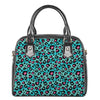 Turquoise And Pink Leopard Print Shoulder Handbag