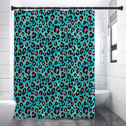 Turquoise And Pink Leopard Print Shower Curtain