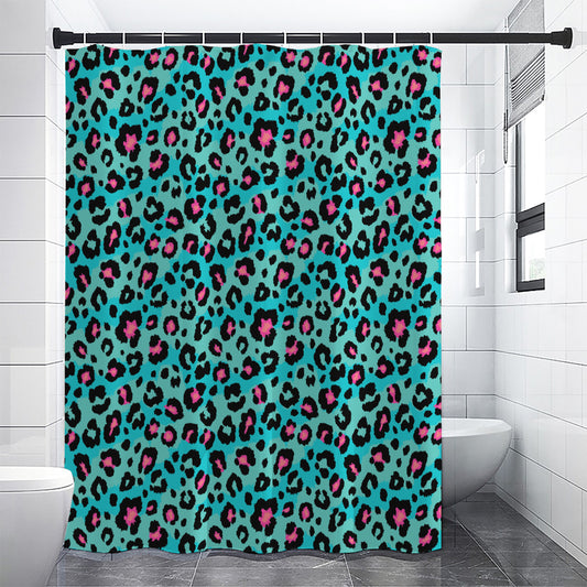 Turquoise And Pink Leopard Print Shower Curtain