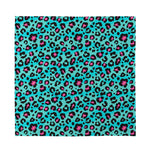 Turquoise And Pink Leopard Print Silk Bandana