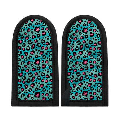 Turquoise And Pink Leopard Print Skillet Handle Cover