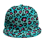 Turquoise And Pink Leopard Print Snapback Cap