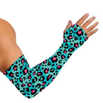 Turquoise And Pink Leopard Print Sun Protection Arm Sleeves