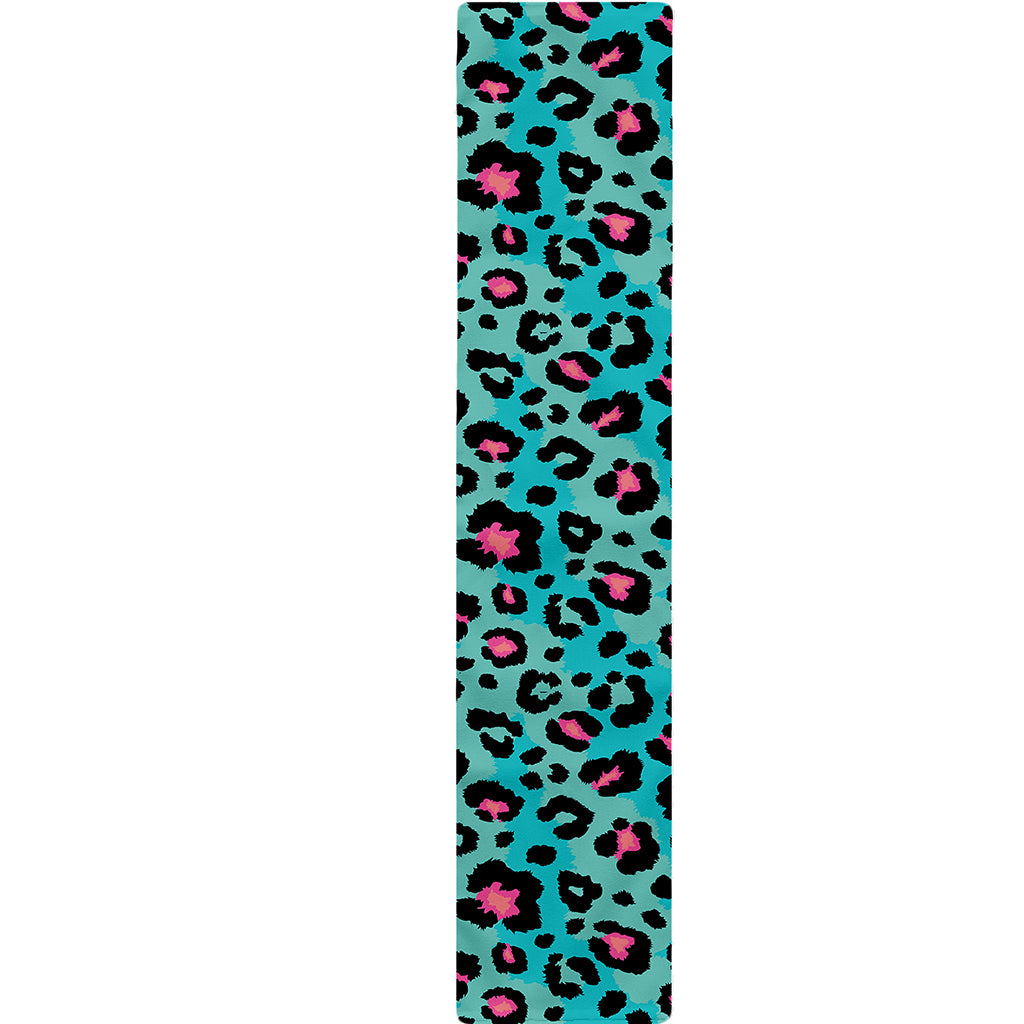 Turquoise And Pink Leopard Print Table Runner