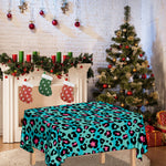 Turquoise And Pink Leopard Print Tablecloth