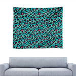 Turquoise And Pink Leopard Print Tapestry