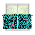 Turquoise And Pink Leopard Print Tier Curtains