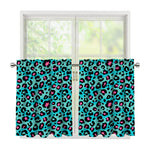 Turquoise And Pink Leopard Print Tier Curtains