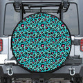 Turquoise And Pink Leopard Print Tire Cover