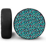 Turquoise And Pink Leopard Print Tire Cover