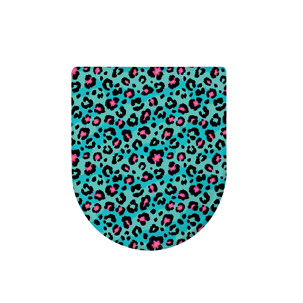 Turquoise And Pink Leopard Print Toilet Lid Cover