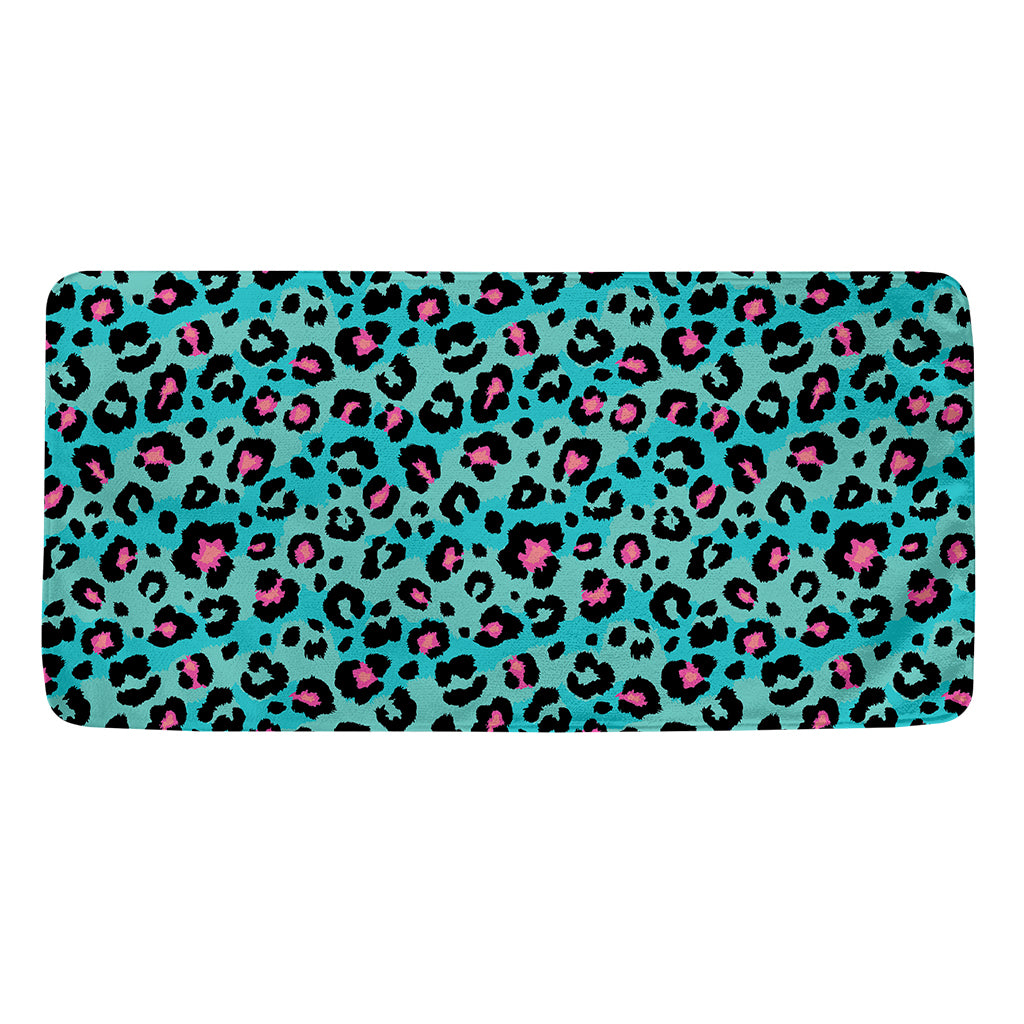 Turquoise And Pink Leopard Print Towel
