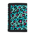 Turquoise And Pink Leopard Print Trifold Wallet