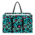 Turquoise And Pink Leopard Print Utility Tote Bag