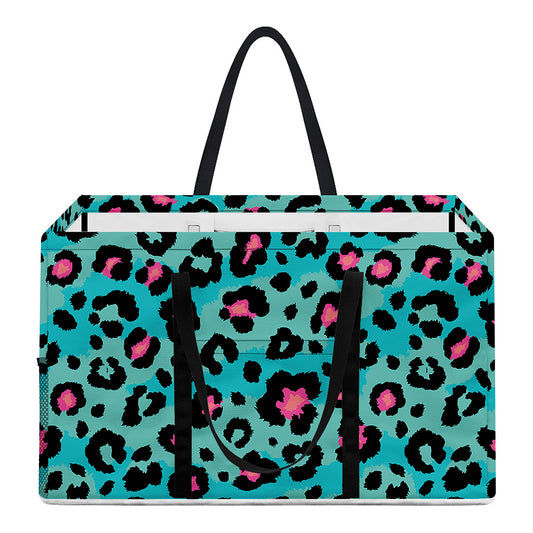 Turquoise And Pink Leopard Print Utility Tote Bag