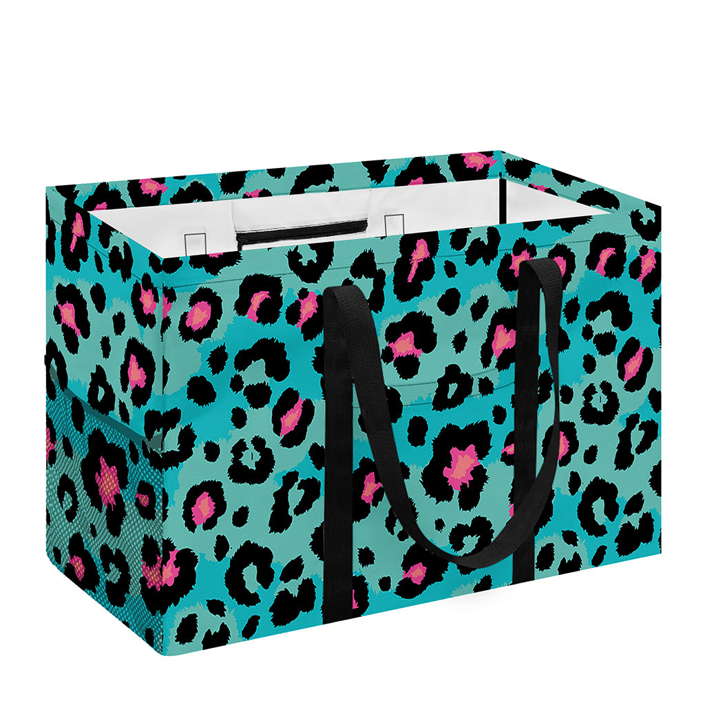 Turquoise And Pink Leopard Print Utility Tote Bag