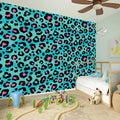 Turquoise And Pink Leopard Print Wall Sticker