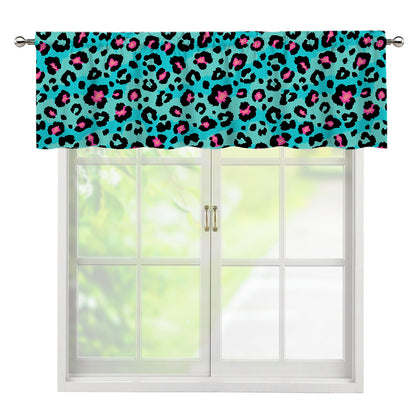 Turquoise And Pink Leopard Print Window Valance