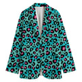 Turquoise And Pink Leopard Print Women's Blazer