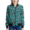 Turquoise And Pink Leopard Print Women's Bomber Jacket
