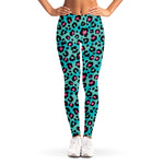 Turquoise And Pink Leopard Print Women's Leggings