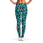 Turquoise And Pink Leopard Print Women's Leggings