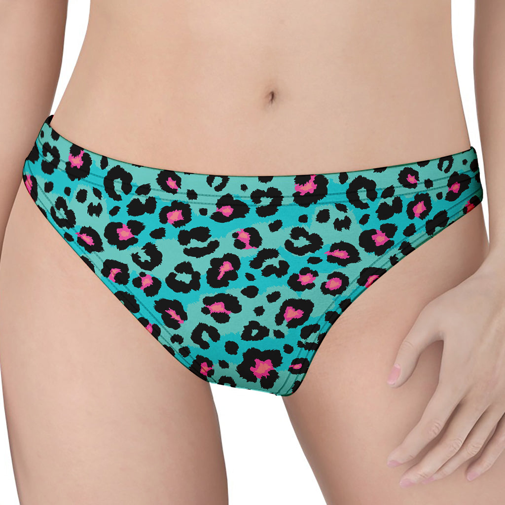 Turquoise And Pink Leopard Print Women's Thong